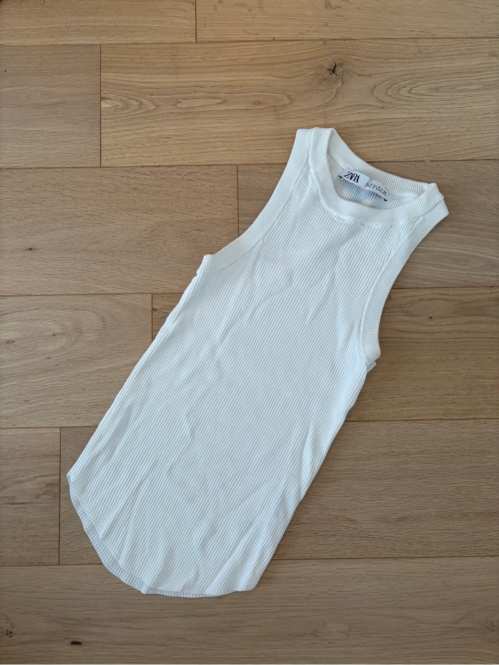 Zara White Ribbed Tank Top